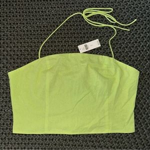 Anthropologie Lime Green Halter Crop Top